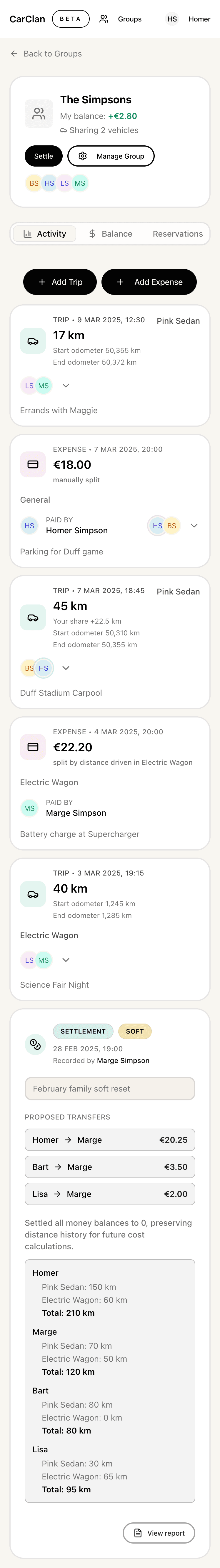CarClan app interface walkthrough